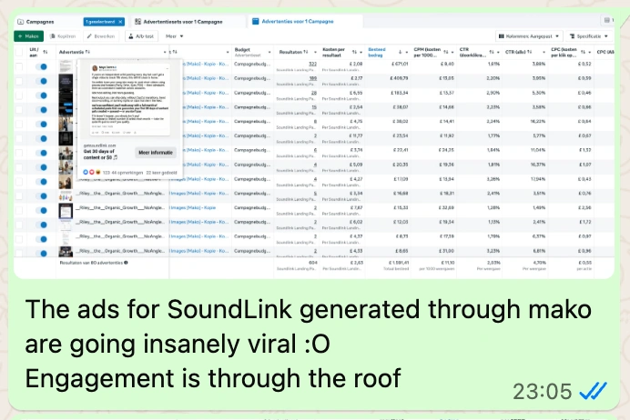 SaaS ad going viral with 100+ comments